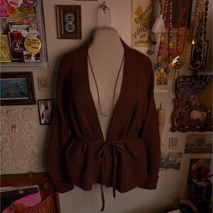 Abercrombie Tied Cardigan Sweater Women's XS Burnt Orange Belted Oversized